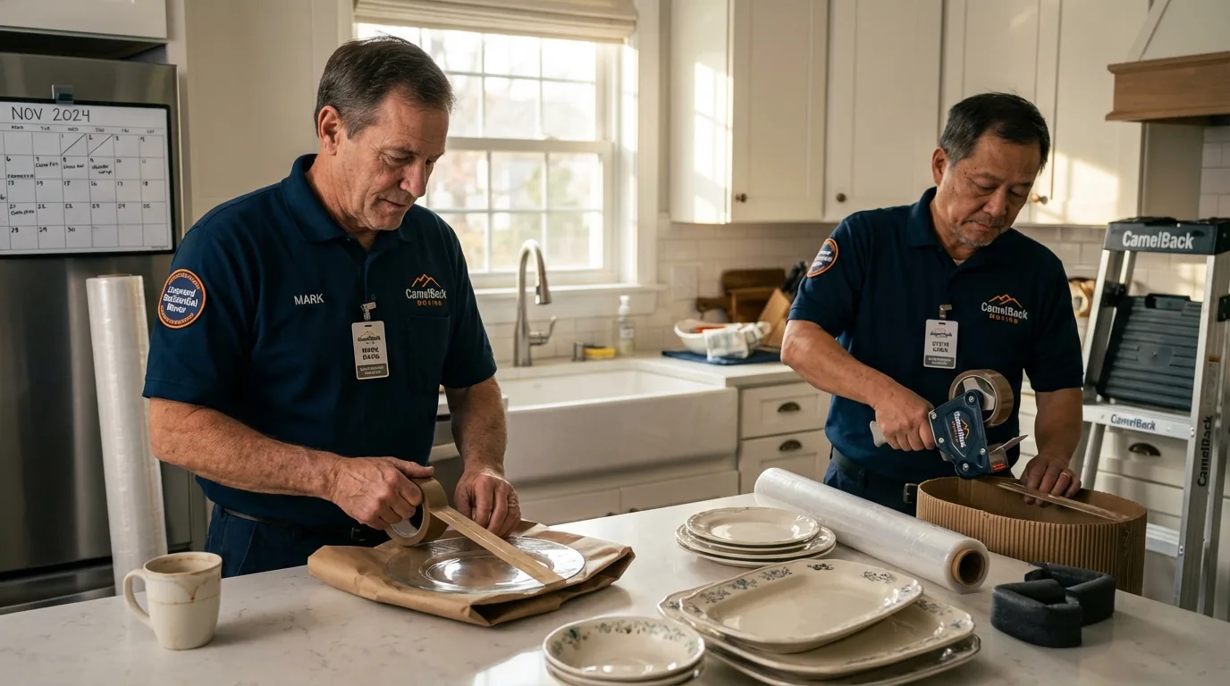 Professional crew packing kitchen dishware in Dixon, KY